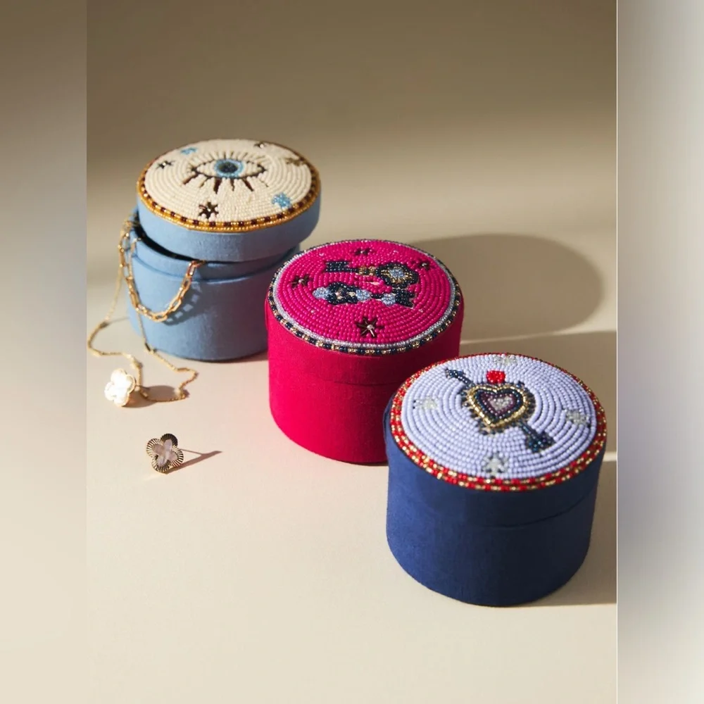 ✨ Anthropologie Fortune Beaded Lidded Jewelry Box